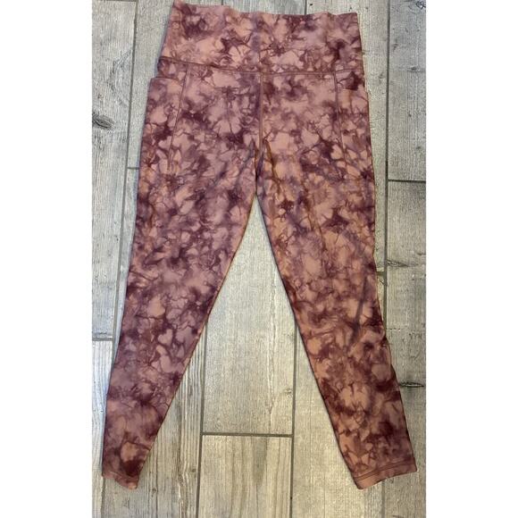 Athleta Pants - Athleta Salutation Stash Pocket II Pink Tie Dye 7/8 Leggings Size Medium
